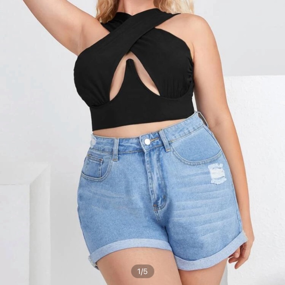 Plus Wrap Front Crop Top
